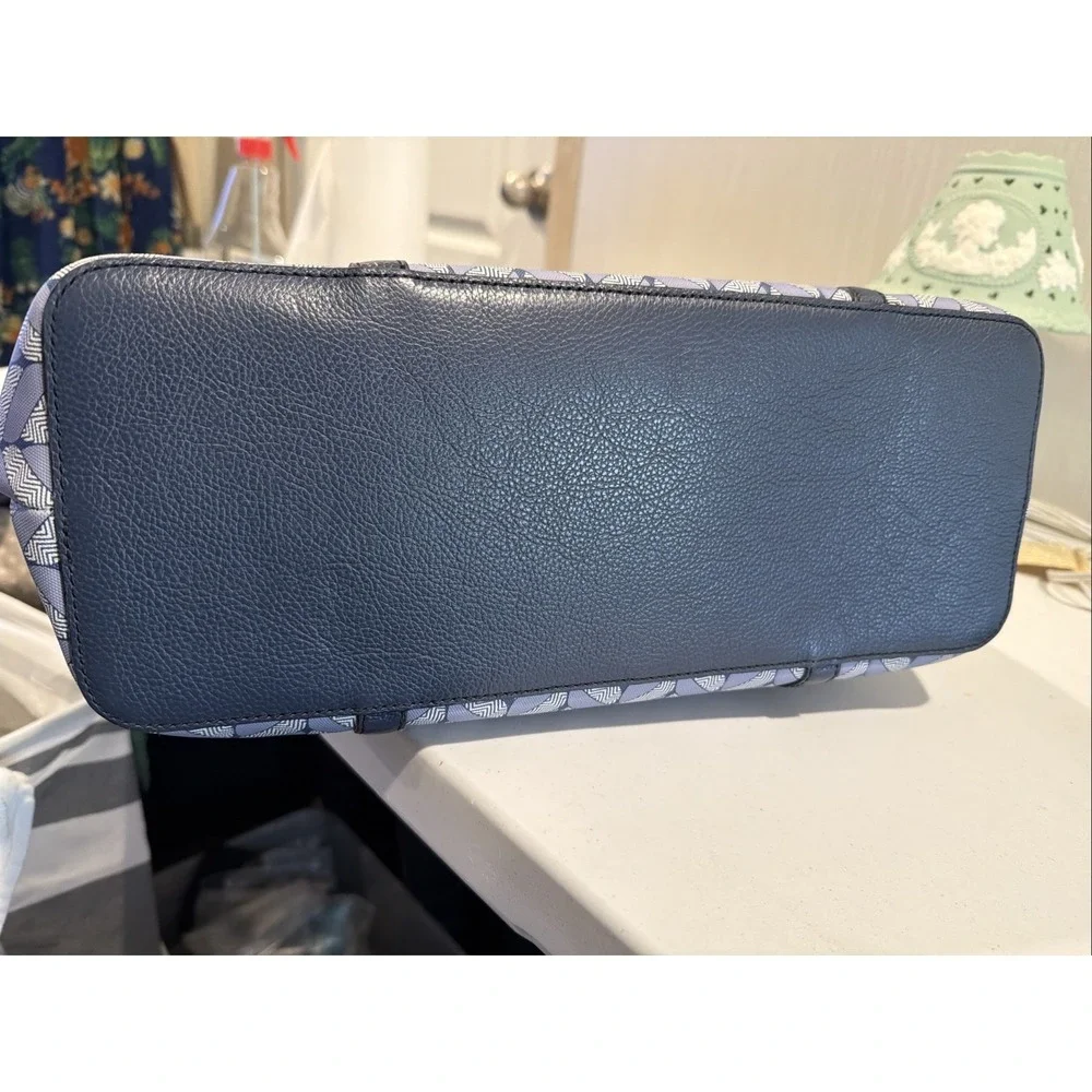 BRIGHTON INTERLOK‎ COLLECTION BLUE ROOMEY TOTE COATED CANVAS LEATHER $450 Retail